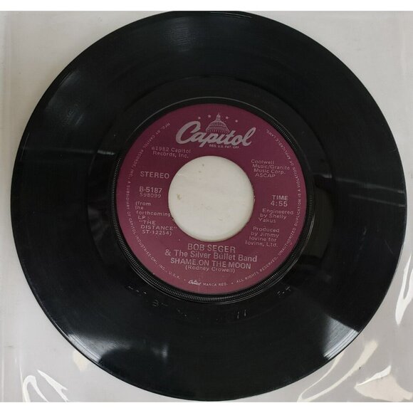 Record45 RPM Bob Seger Silver Bullet Band Shame On The Moon House Behind A House - Picture 1 of 4